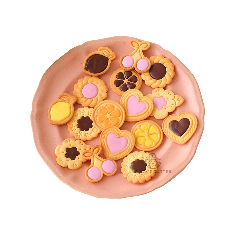 Set de 4 bucăți de tăietor de prăjituri cu flori de animale din desene animate, matriță pentru prăjituri cu piston, pentru prăjituri cu fondant, pentru ștampila de flori de animale, unelte pentru patiserie