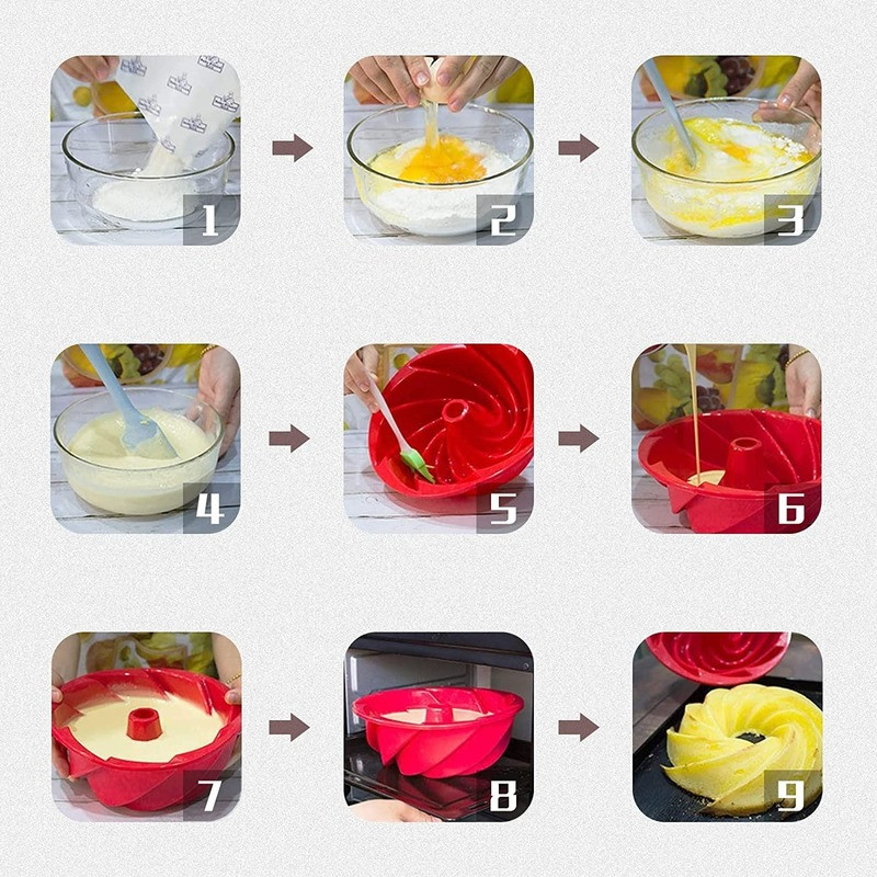 6/8/9.5 Σε φόρμα σιλικόνης για κέικ αντικολλητική φόρμα για κέικ χρόνια πολλά με σχέδιο σπιράλ Κατάλληλο για πάρτι γενεθλίων για κέικ ζελέ ψωμί