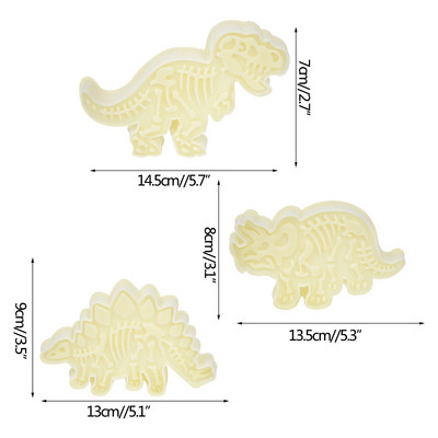 3 tk/partii plastikust dinosauruse šokolaaditükkidega küpsisevorm köögi küpsetusküpsise reljeefvorm poisi sünnipäevapeo koogi kaunistamiseks