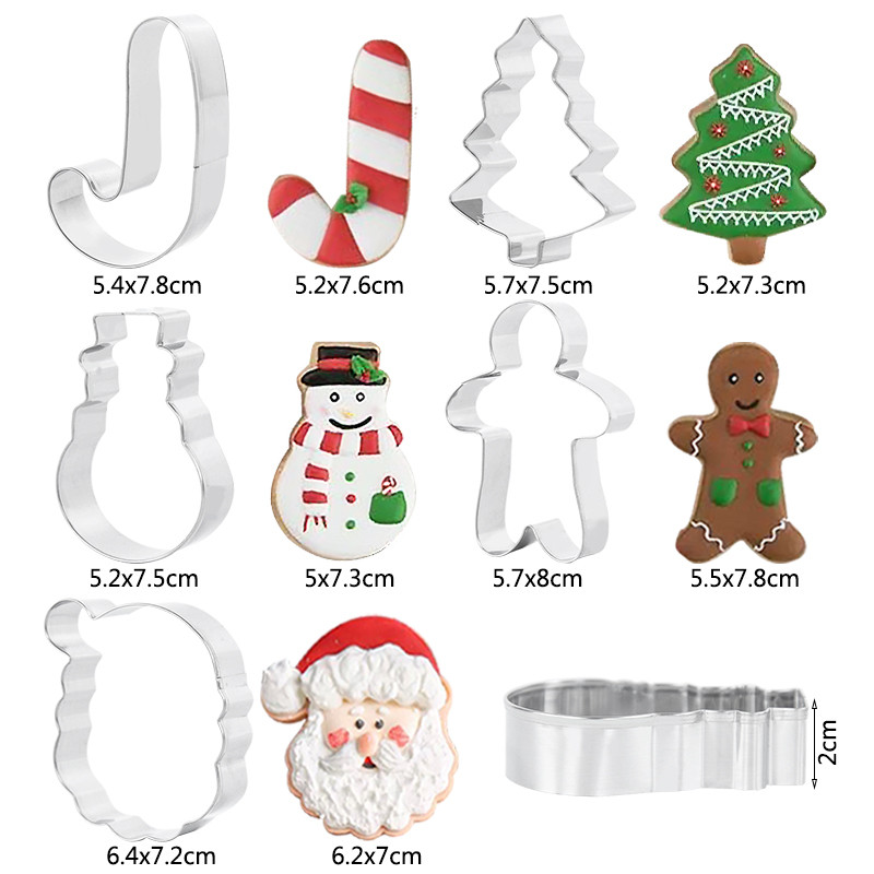 5 tk / komplekt Roostevabast terasest jõuluküpsise lõikurid DIY jõulupuu Jõuluvana Lumememm Lumehelbeke Küpsetus Kook Küpsiste küpsetustööriistad