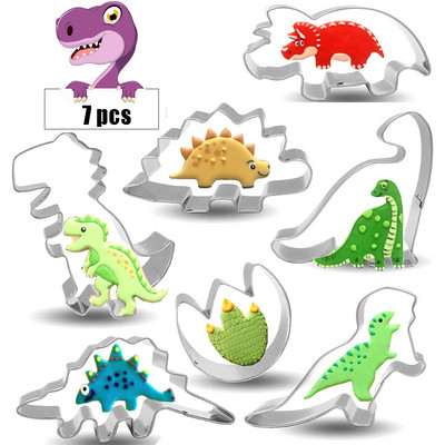 7 τμχ Mini Metal Cute Cookie Cutter Set Dinosaur Fondant Cutter Φόρμα σοκολάτας Αξεσουάρ ψησίματος για μπισκότα Εργαλεία διακόσμησης