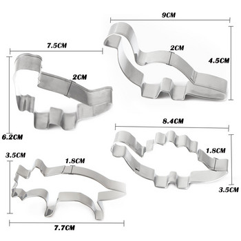 Формички за бисквитки динозавър Форма за печене Формички за динозаври Торти с фондан Формички за меденки Дино форми за бисквитки Инструменти за торта