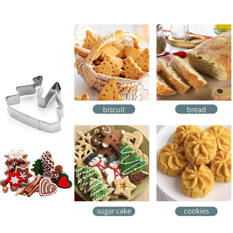 Χριστουγεννιάτικο Σετ κόφτη μπισκότων σπιτιού μελόψωμο 3D από ανοξείδωτο ατσάλι Φόρμα μπισκότων Φοντάν Εργαλείο ψησίματος Διακοσμητικό πάρτι