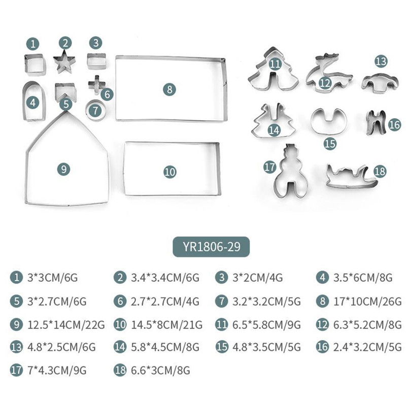 Χριστουγεννιάτικο Σετ κόφτη μπισκότων σπιτιού μελόψωμο 3D από ανοξείδωτο ατσάλι Φόρμα μπισκότων Φοντάν Εργαλείο ψησίματος Διακοσμητικό πάρτι