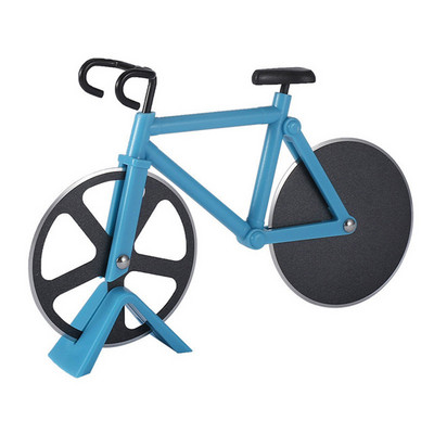 Bike pitsa lõikuri noad kastiga Mittekleepuvad kaherattalised jalgratta kujuga pitsa lõikamisnoa hoidik roostevabast terasest pitsatööriistad