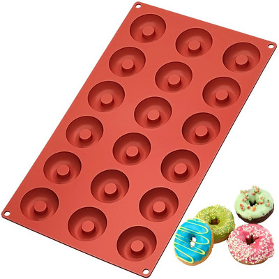 Silicone 18 Donut Maker 3D DIY Печене на сладкиши, бисквитки, шоколадова форма, форма за мъфини, торта, десерт, ръчно изработени инструменти за декориране на кухня