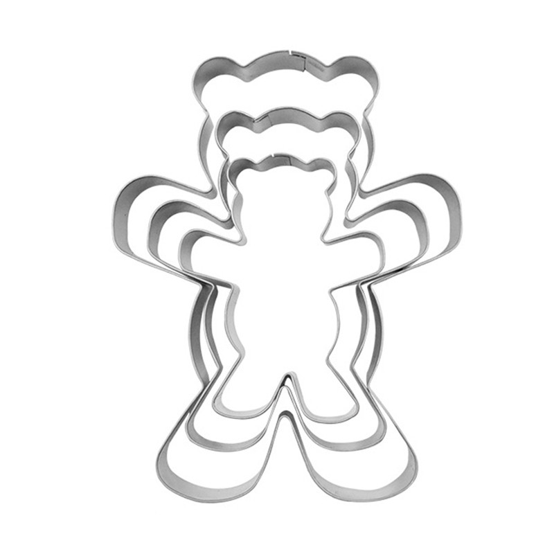 3 τεμ. Κόφτης μπισκότων σε σχήμα αρκούδας φόρμα από ανοξείδωτο χάλυβα Sugarcraft Μπισκότα κέικ Ζαχαροπλαστικής Κόφτης ψησίματος Φόρμα για μπισκότα Εργαλεία διακόσμησης