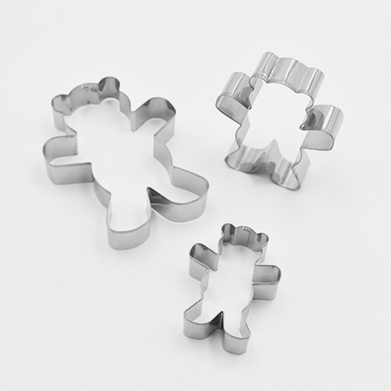 3 τεμ. Κόφτης μπισκότων σε σχήμα αρκούδας φόρμα από ανοξείδωτο χάλυβα Sugarcraft Μπισκότα κέικ Ζαχαροπλαστικής Κόφτης ψησίματος Φόρμα για μπισκότα Εργαλεία διακόσμησης