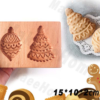 Puidust küpsisevormid Loomad Küpsiselõikur Originaalne küpsisetüüp 3D Lill Küpsis Reljeef Küpsetusvorm Press Küpsetustööriistad Jõulud