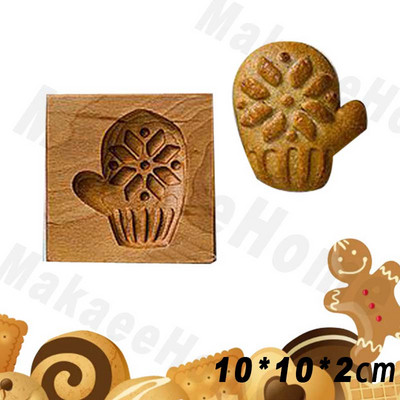 Puidust küpsisevormid Loomad Küpsiselõikur Originaalne küpsisetüüp 3D Lill Küpsis Reljeef Küpsetusvorm Press Küpsetustööriistad Jõulud