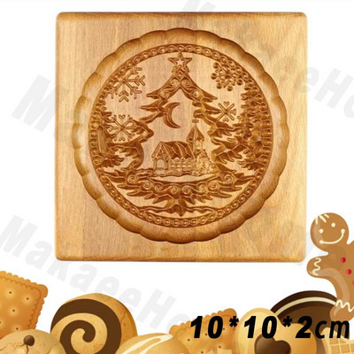 Puidust küpsisevormid Loomad Küpsiselõikur Originaalne küpsisetüüp 3D Lill Küpsis Reljeef Küpsetusvorm Press Küpsetustööriistad Jõulud