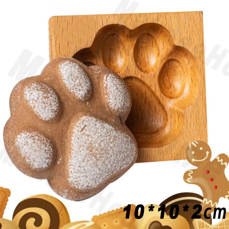 Puidust küpsisevormid Loomad Küpsiselõikur Originaalne küpsisetüüp 3D Lill Küpsis Reljeef Küpsetusvorm Press Küpsetustööriistad Jõulud