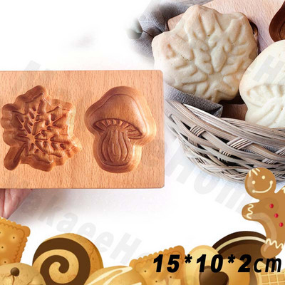 Sausainių formų pjaustyklė Medinė sausainių formelė Kalėdinių sausainių pjaustyklė 3D lapų triušio kankorėžių formelė sausainiams Mieli sausainiai Spaudos tipas