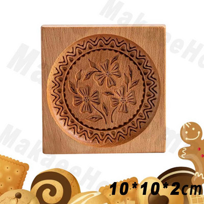 Sausainių formų pjaustyklė Medinė sausainių formelė Kalėdinių sausainių pjaustyklė 3D lapų triušio kankorėžių formelė sausainiams Mieli sausainiai Spaudos tipas