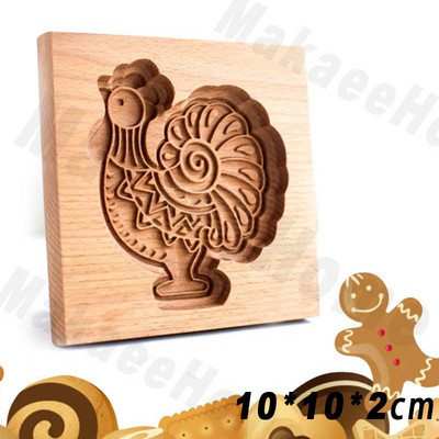 Sausainių formų pjaustyklė Medinė sausainių formelė Kalėdinių sausainių pjaustyklė 3D lapų triušio kankorėžių formelė sausainiams Mieli sausainiai Spaudos tipas