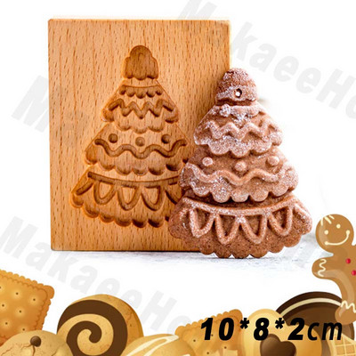 Sausainių formų pjaustyklė Medinė sausainių formelė Kalėdinių sausainių pjaustyklė 3D lapų triušio kankorėžių formelė sausainiams Mieli sausainiai Spaudos tipas