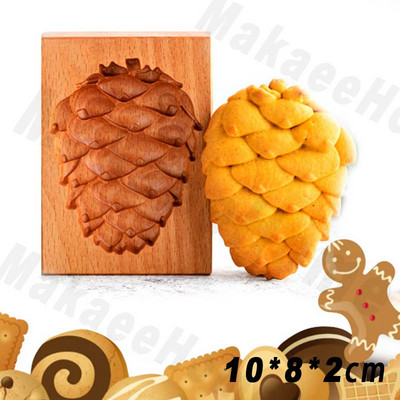 Sausainių formų pjaustyklė Medinė sausainių formelė Kalėdinių sausainių pjaustyklė 3D lapų triušio kankorėžių formelė sausainiams Mieli sausainiai Spaudos tipas