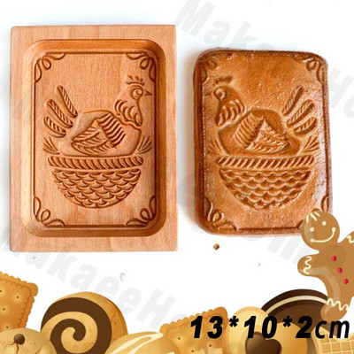 Sausainių formų pjaustyklė Medinė sausainių formelė Kalėdinių sausainių pjaustyklė 3D lapų triušio kankorėžių formelė sausainiams Mieli sausainiai Spaudos tipas