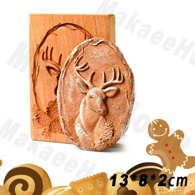 Sausainių formų pjaustyklė Medinė sausainių formelė Kalėdinių sausainių pjaustyklė 3D lapų triušio kankorėžių formelė sausainiams Mieli sausainiai Spaudos tipas