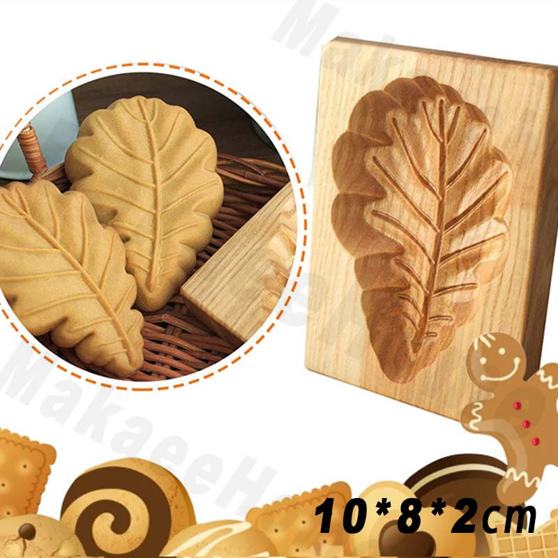 Sausainių formų pjaustyklė Medinė sausainių formelė Kalėdinių sausainių pjaustyklė 3D lapų triušio kankorėžių formelė sausainiams Mieli sausainiai Spaudos tipas