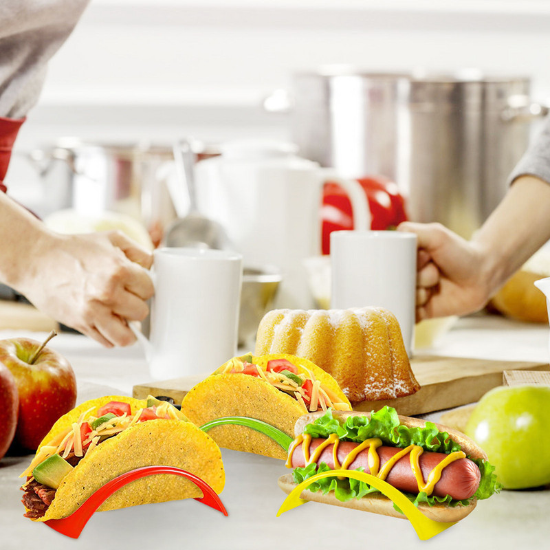 6 bucăți colorat din plastic Taco Shell Suport pentru tortilla Suport pentru Taco Protector pentru plăci Suport pentru alimente pentru Tacos de bucătărie Comal sanitar