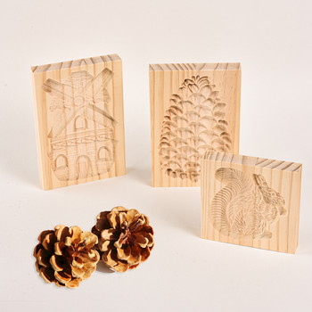 Дървена форма за изрязване на бисквитки Дървени форми за джинджифилови бисквитки Преса 3D щамповане на торта Форма за печене Резачка за цветя от рози Пекарни Джаджи