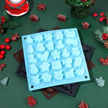 25 дупки Замразете Дядо Коледа Направи си сам Шоколадова машина Форма Коледна тема Шоколадова форма Тава за кубчета лед
