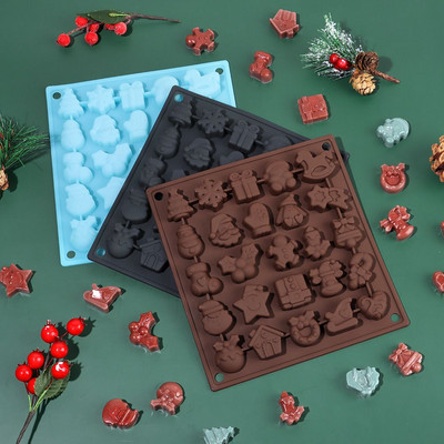 25 Holes Freeze Santa Claus DIY Mold Chocolate Maker Christmas Theme Καλούπι σοκολάτας Δίσκος για παγάκια