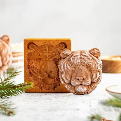 Puidust piparkoogiküpsise vorm Multifilmi loomad jõulumuster 3D reljeefne kook Küpsetusvorm Küpsisevormid Pagari vidinad