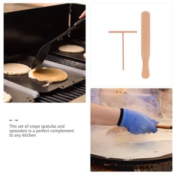 Κρέπα Spreader Batter Maker Ξύλινη σπάτουλα T Tool Tools Dough Spreading Pancake Tortilla Kitchen Oil Shape Turner