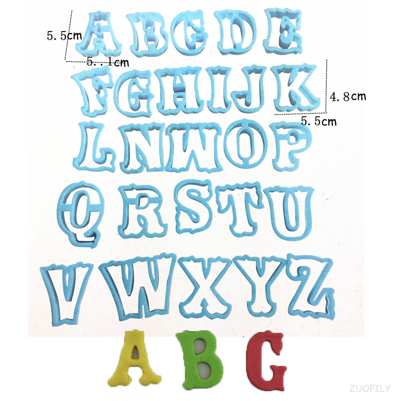 26 buc./set matrițe mari cu litere engleză pentru tăiat prăjituri AZ alfabet cu majuscule biscuiți fondant ștampile de imprimare bricolaj pentru decorarea tortului cu cuvinte
