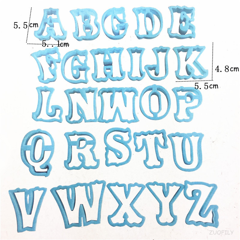 26 buc./set matrițe mari cu litere engleză pentru tăiat prăjituri AZ alfabet cu majuscule biscuiți fondant ștampile de imprimare bricolaj pentru decorarea tortului cu cuvinte