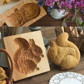 Дървени форми за джинджифилови бисквитки Дървена преса за формички за бисквитки 3D релефна форма за печене Форма за печене на животни Резачка за пекарни