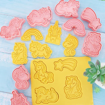 Αξεσουάρ ψησίματος φόρμας Unicorn Shape Cartoon Home Handmade DIY 3D Press Mold Cookie Frosting Fondant Fondant Εργαλεία διακόσμησης για κέικ