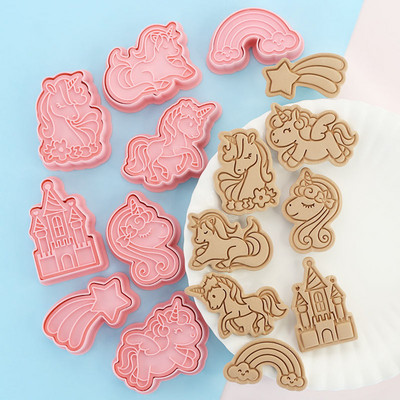 Αξεσουάρ ψησίματος φόρμας Unicorn Shape Cartoon Home Handmade DIY 3D Press Mold Cookie Frosting Fondant Fondant Εργαλεία διακόσμησης για κέικ