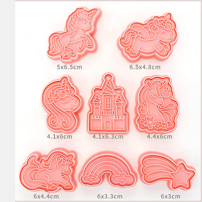 Unicorn Shape vormis küpsetamise tarvikud Multifilm Kodu Käsitsi valmistatud DIY 3D Press Vorm Küpsis Kuhjum Fondant Koogi Kaunistamise Tööriistad