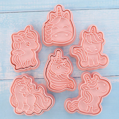 Unicorn Shape vormis küpsetamise tarvikud Multifilm Kodu Käsitsi valmistatud DIY 3D Press Vorm Küpsis Kuhjum Fondant Koogi Kaunistamise Tööriistad