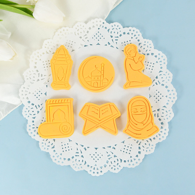6 buc/set Eid Mubarak Mucegai pentru biscuiți Ramadan Kareem Decor Set de tăiat prăjituri Festivalul Islamic Musulman Rechizite pentru petreceri Instrumente de coacere