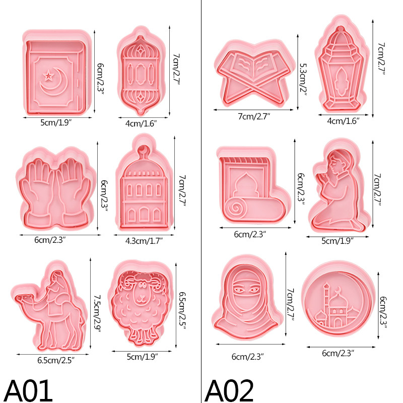 6 buc/set Eid Mubarak Mucegai pentru biscuiți Ramadan Kareem Decor Set de tăiat prăjituri Festivalul Islamic Musulman Rechizite pentru petreceri Instrumente de coacere