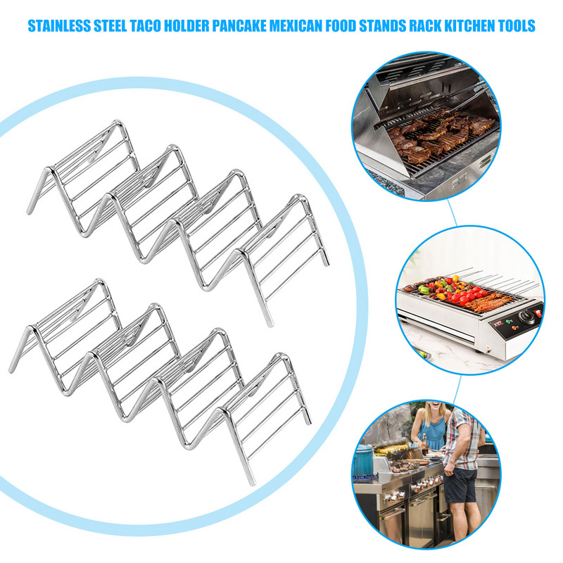 Από ανοξείδωτο χάλυβα Taco Shell Στήριγμα κουζίνας Προστατευτικό τροφίμων Μεξικάνικη βάση για τηγανίτες Δίσκος αποστράγγισης Salsa Cup Εργαλεία κουζίνας