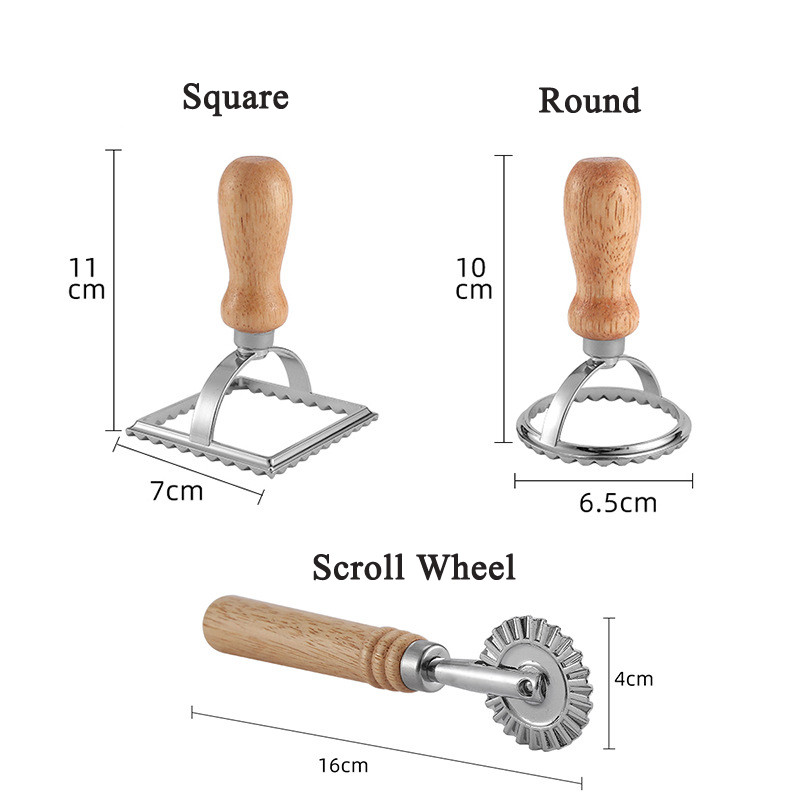 Toidukõlblikud pirukad küpsised vormipelmeen ravioolide reljeeftrükk, lõikurite komplekt koos rullikuga ruudukujulise ümmarguse biskviidi pitsa küpsetamise tööriistaga