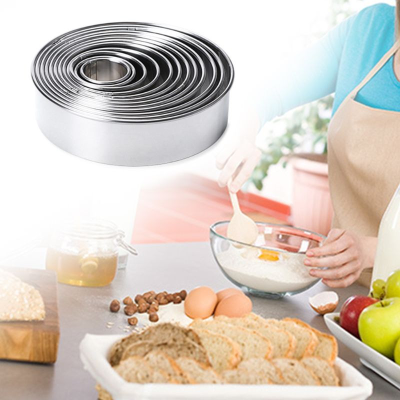 14 buc. Forme rotunde pentru prăjituri cu tăietor deschis Forme pentru dulciuri din oțel inoxidabil pentru gătit