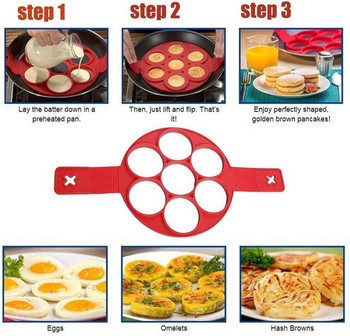 Αντικολλητικό δαχτυλίδι για τηγανίτα αυγών με 7 τρύπες Μορφές σιλικόνης φόρμα κουζίνας φορμάκια ομελέτας φορμάκια για ψησίματος κουζίνας Εργαλείο αξεσουάρ