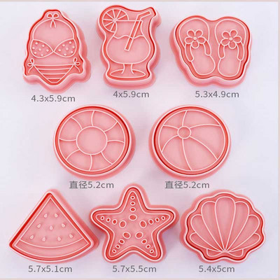 8 tk Põllumajandusloomade küpsiselõikurid tempel 3D multifilm hobune siga lambaliha lehm küpsis Fondant küpsetusvormid köögi kondiitritooted küpsetusnõud