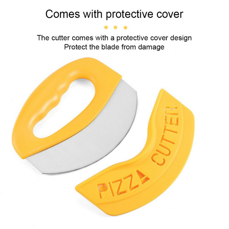 Нож за пица от неръждаема стомана с капак Рокер Резачка Масло за сирене Резачка за пица Кухненски инструменти за печене Аксесоар за сладкиши и пекарни