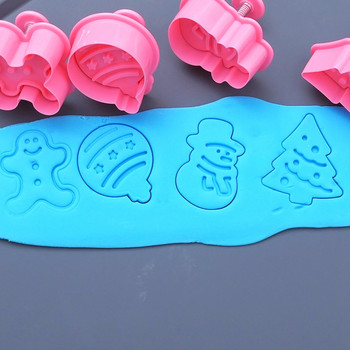 4PCS/комплект Коледна форма за бисквитки Пролетна преса за фондан, шоколадова пластмаса за изрязване Коледно парти