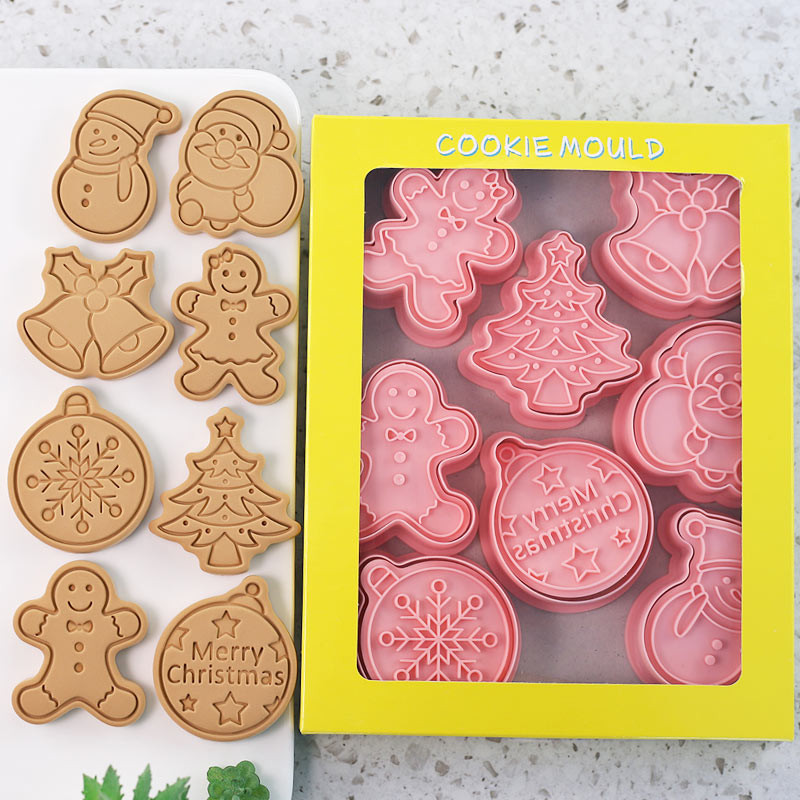 8 tk/komplekt küpsiselõikurid plastikust 3D jõuluteema Multifilm Vajutatav küpsisevorm Küpsisetempel Köök Küpsetamine Kondiitritooted