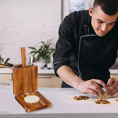 Koksnes mīklas presēšanas rīks Pelmeņi Ietinējs Spiedējs Pica apaļš virtuves rīks Pašdarināts Tortiljas Cepumi Donuts Tortilla Press