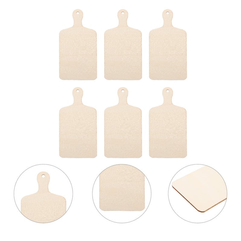 6 τμχ DIY Ξύλινη σανίδα κοπής Cupcake Toppers Pizza Peel Ξύλινες παλέτες Pizza Paddle Λεύκα κόντρα πλακέ Πίτσα τηγάνι Παιδί