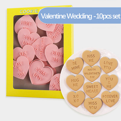 8 τμχ Νυφικά Γαμπρός Κόφτες για μπισκότα γάμου Love Heart Rose φόρμα μπισκότων Κόφτης για τούρτα Εργαλεία ψησίματος Προμήθειες γάμου